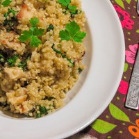 Quinoa com Frango Desfiado e Brócolis